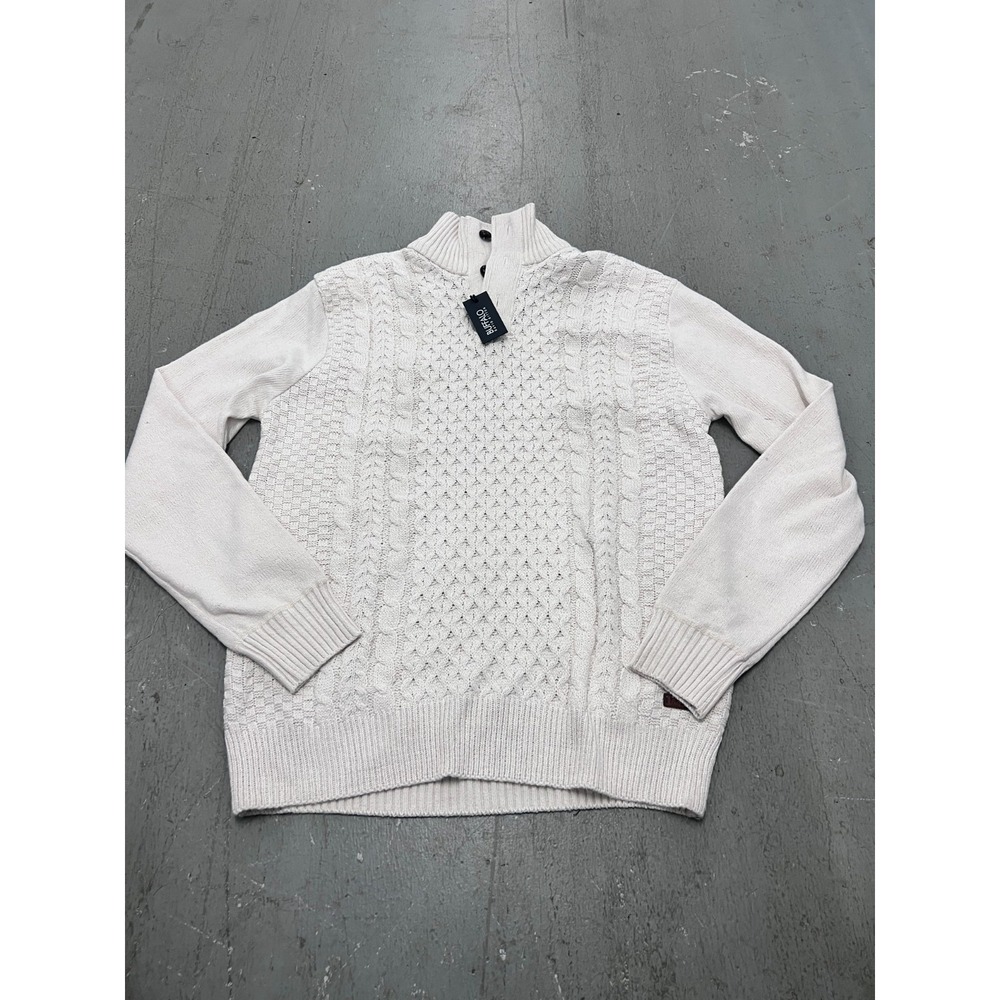 Buffalo David Bitton Henley Sweater Mens L Milk Mix Cable Knit Outdoor Cozy NWT